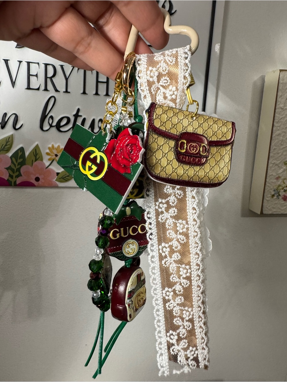 Green & Tan Fancy Phone/Key/Bag Chain #P1111 - Picture 10 of 13